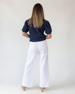 Simone Navy Waffle Knit Sweater - Final Sale - JO+CO
