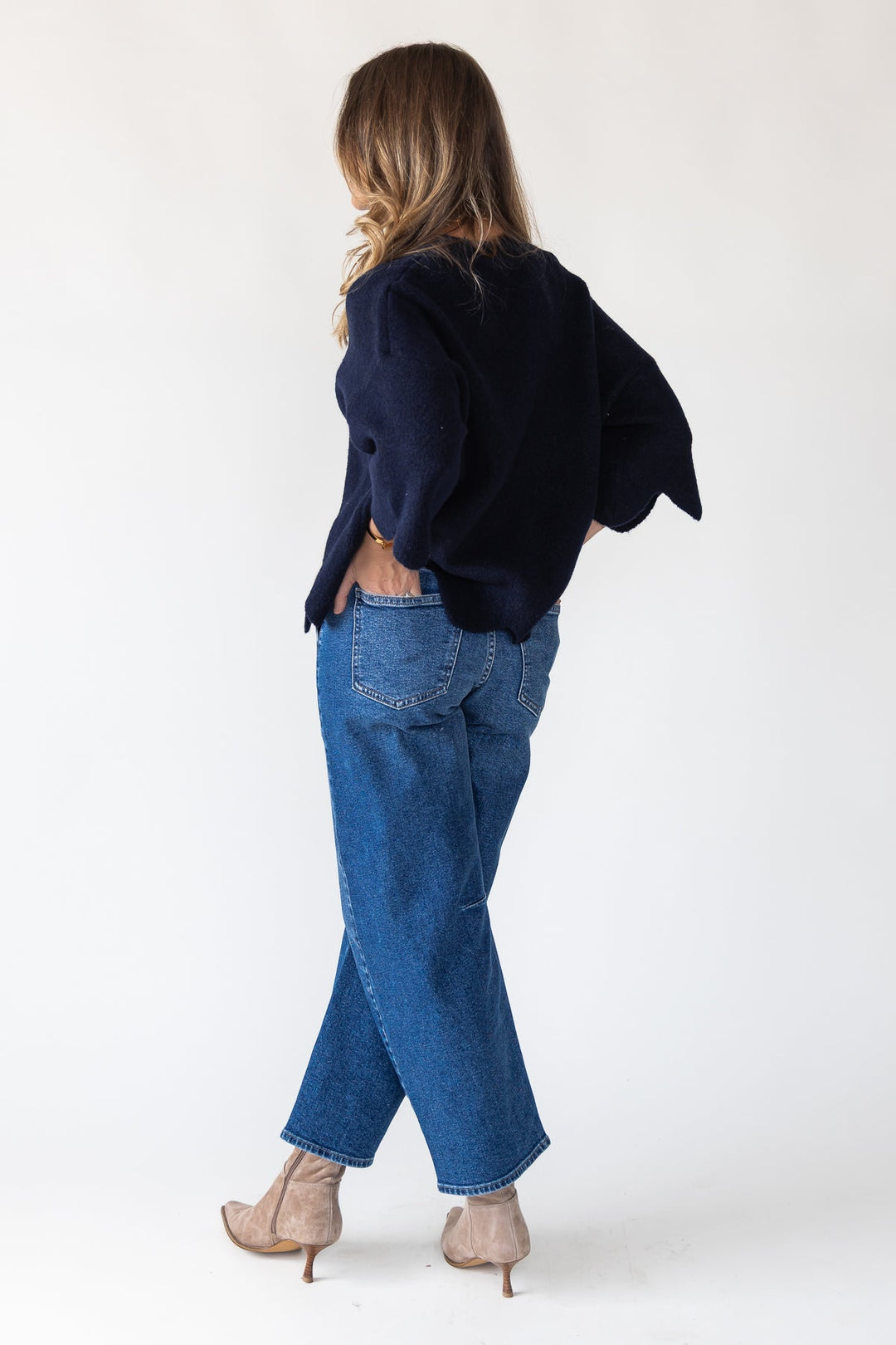 Sloane Navy Scallop Sweater - Final Sale - JO+CO