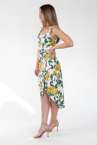 Sorrento Sun Lemon Print Midi Dress - Final Sale - JO+CO