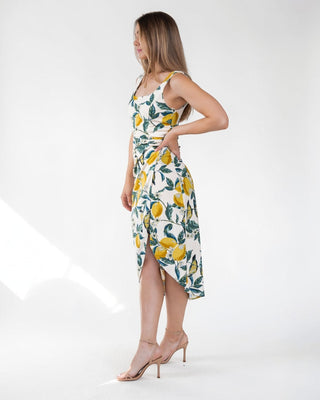 Sorrento Sun Lemon Print Midi Dress - Final Sale - JO+CO