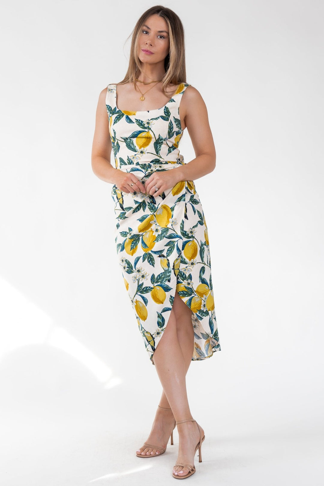 Sorrento Sun Lemon Print Midi Dress - Final Sale - JO+CO
