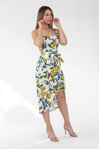 Sorrento Sun Lemon Print Midi Dress - Final Sale - JO+CO