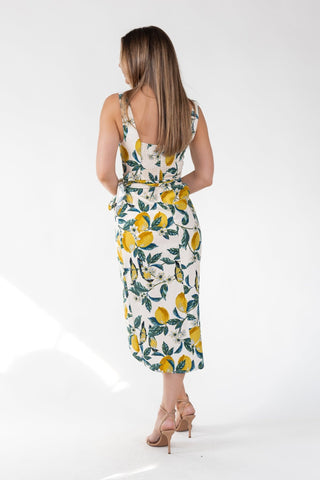Sorrento Sun Lemon Print Midi Dress - Final Sale - JO+CO