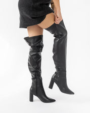 Strut On Through Faux Thigh High Boots - Black - JO+CO