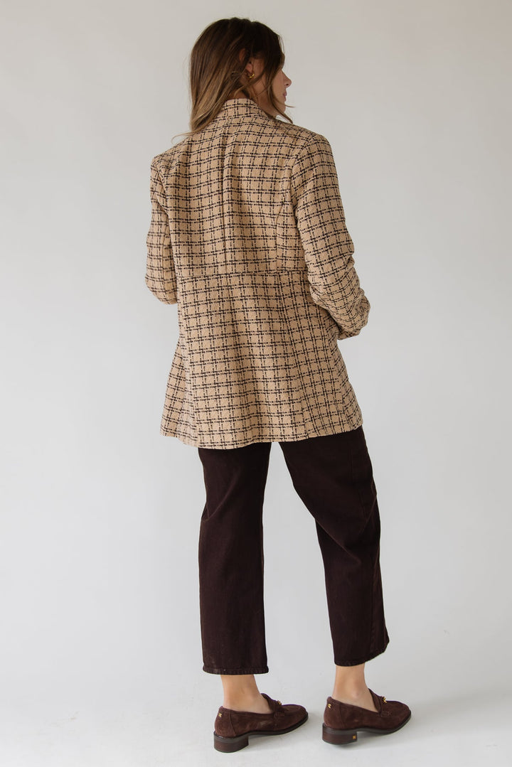 Sutton Grid Blazer — Camel Plaid - JO+CO