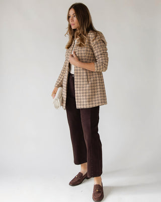 Sutton Grid Blazer — Camel Plaid - JO+CO