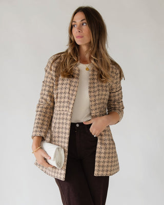 Sutton Grid Blazer — Camel Plaid - JO+CO