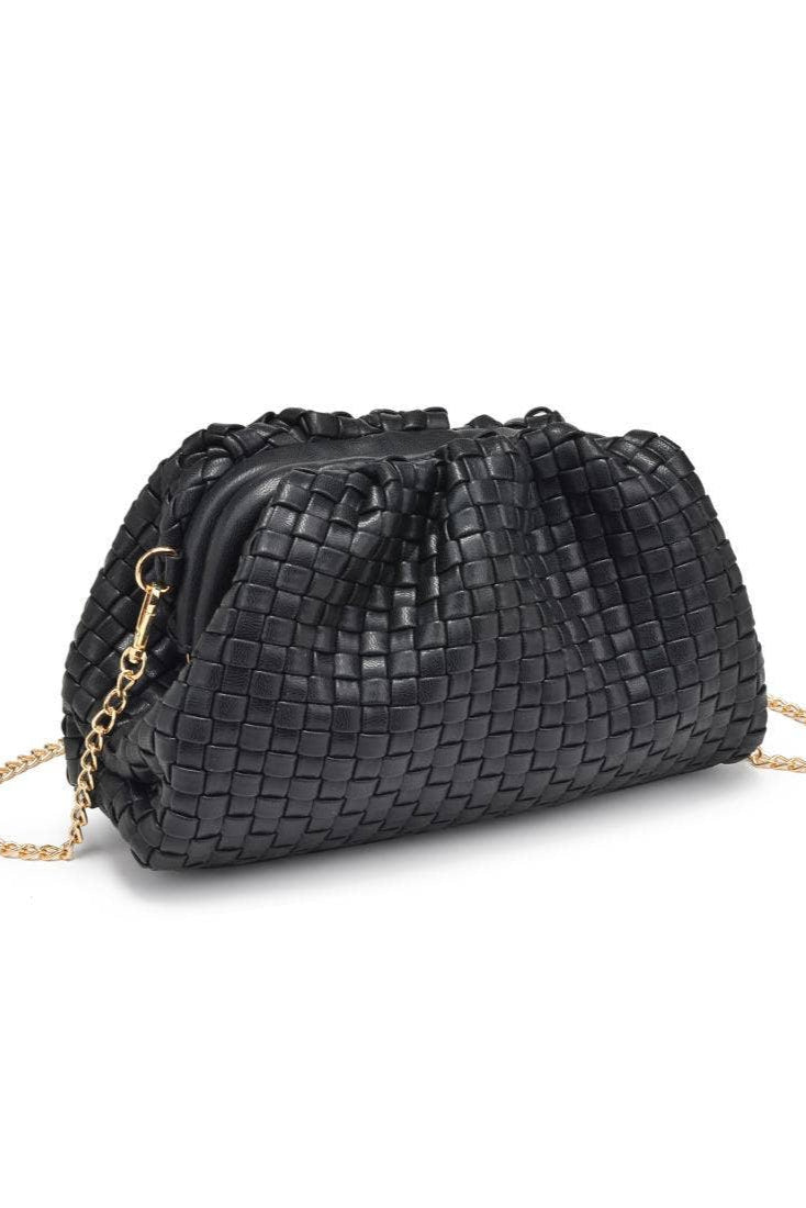Tate Woven Frame Clutch: Black - JO+CO