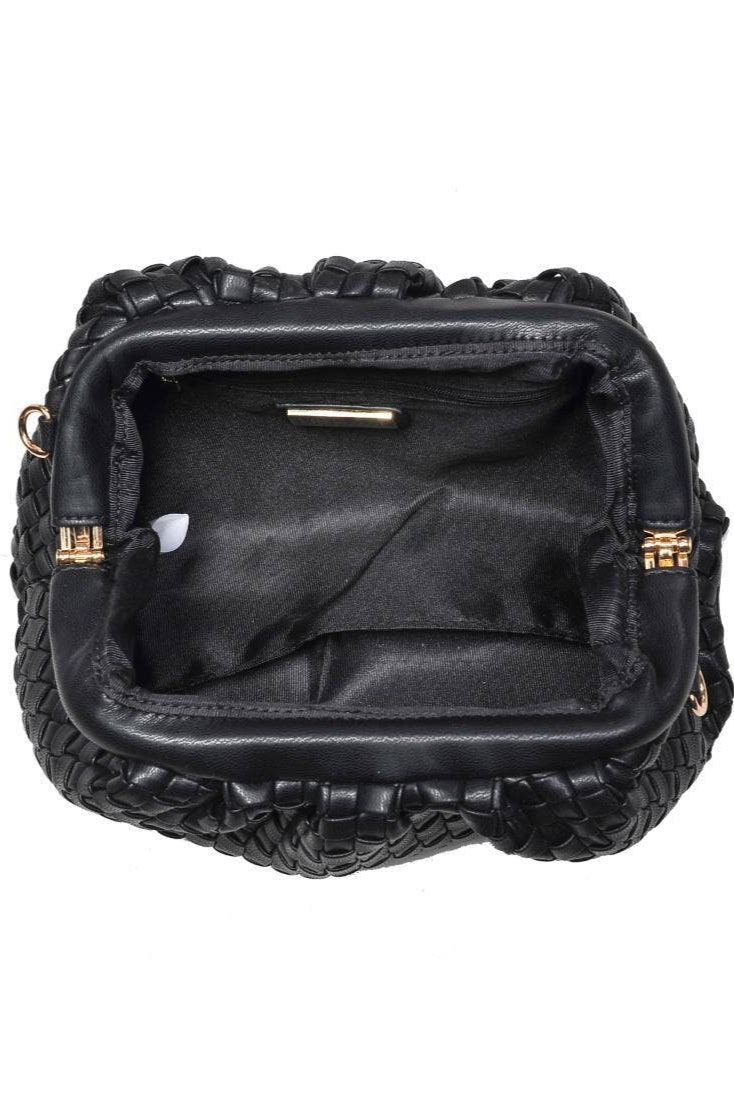 Tate Woven Frame Clutch: Black - JO+CO