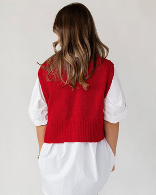 Tessa Sweater Vest - Red - JO+CO
