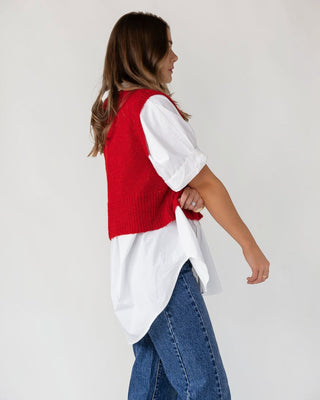Tessa Sweater Vest - Red - JO+CO