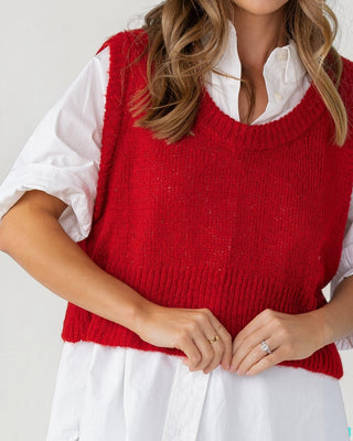 Tessa Sweater Vest - Red - JO+CO