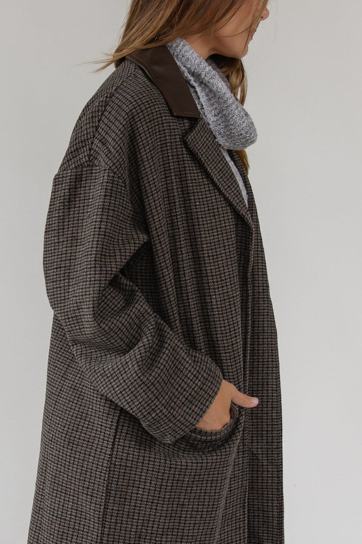 Wells Grey Check Oversized Coat - JO+CO