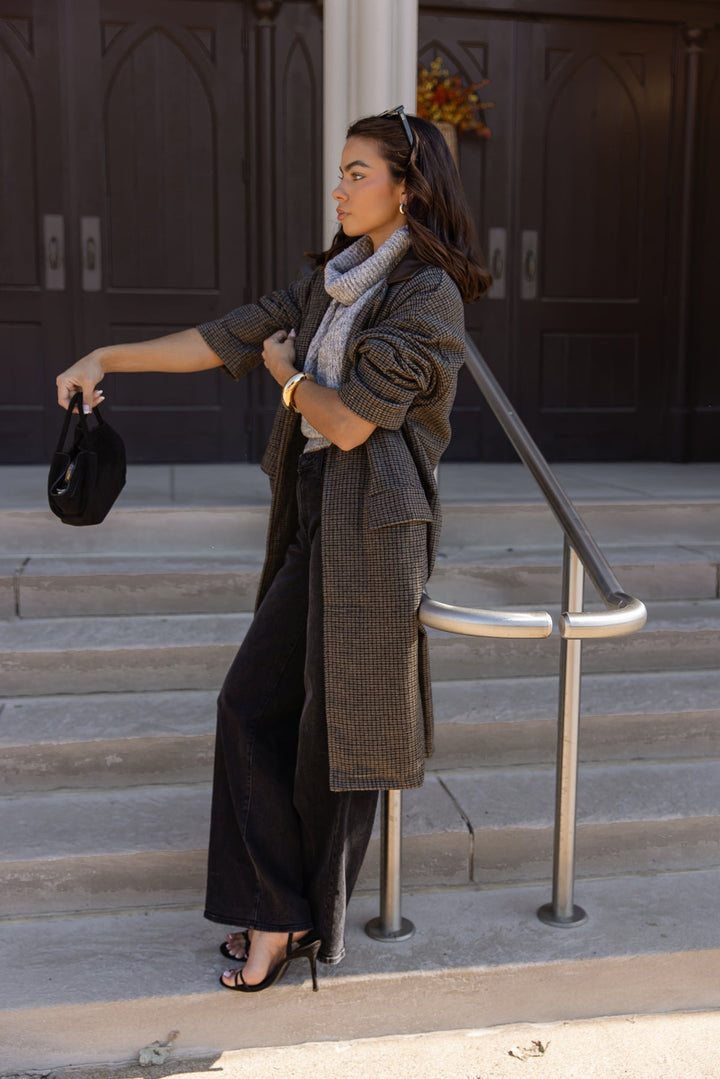 Wells Grey Check Oversized Coat - JO+CO