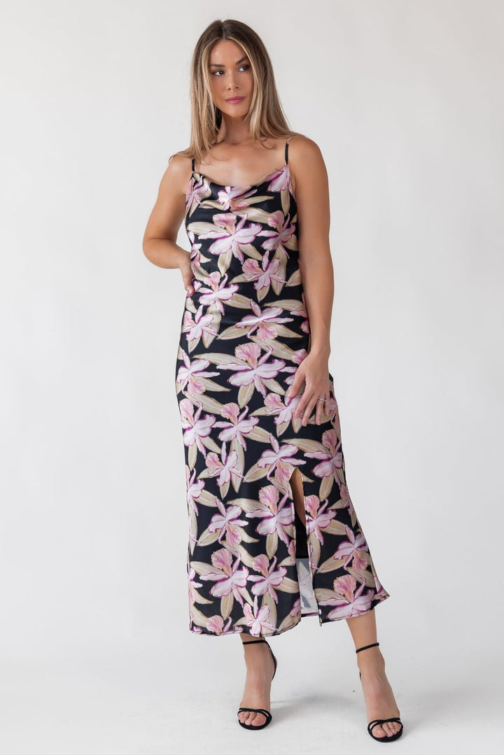 Willah Black Floral Midi Dress - Final Sale - JO+CO