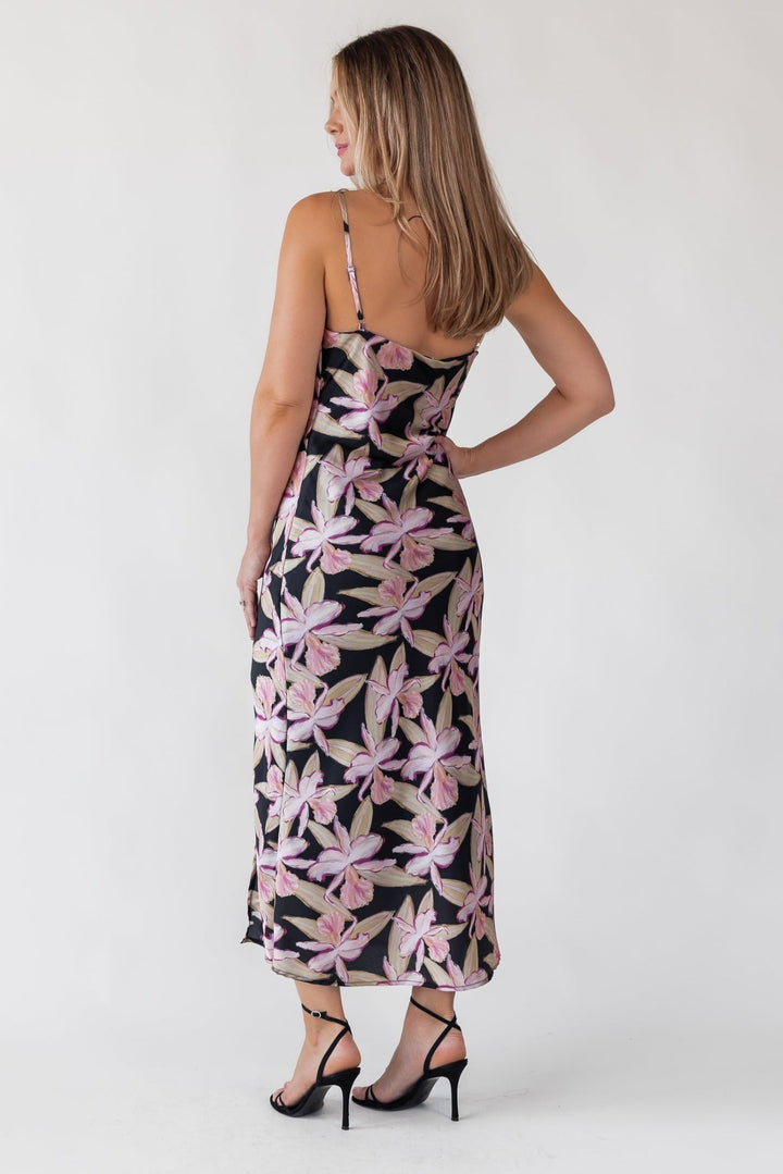 Willah Black Floral Midi Dress - Final Sale - JO+CO