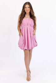 Wren Pink Bubble Hem Mini Dress - FINAL SALE - JO+CO