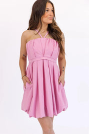 Wren Pink Bubble Hem Mini Dress - FINAL SALE - JO+CO