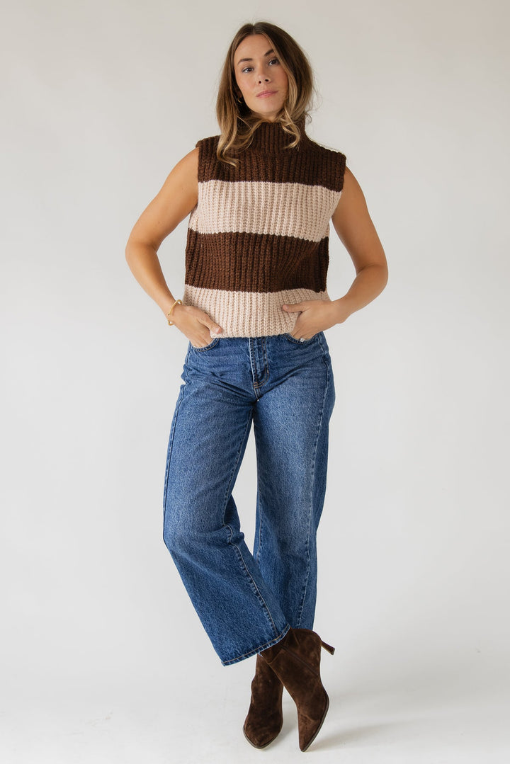 Wren Sweater Vest — Cocoa/Cream - JO+CO