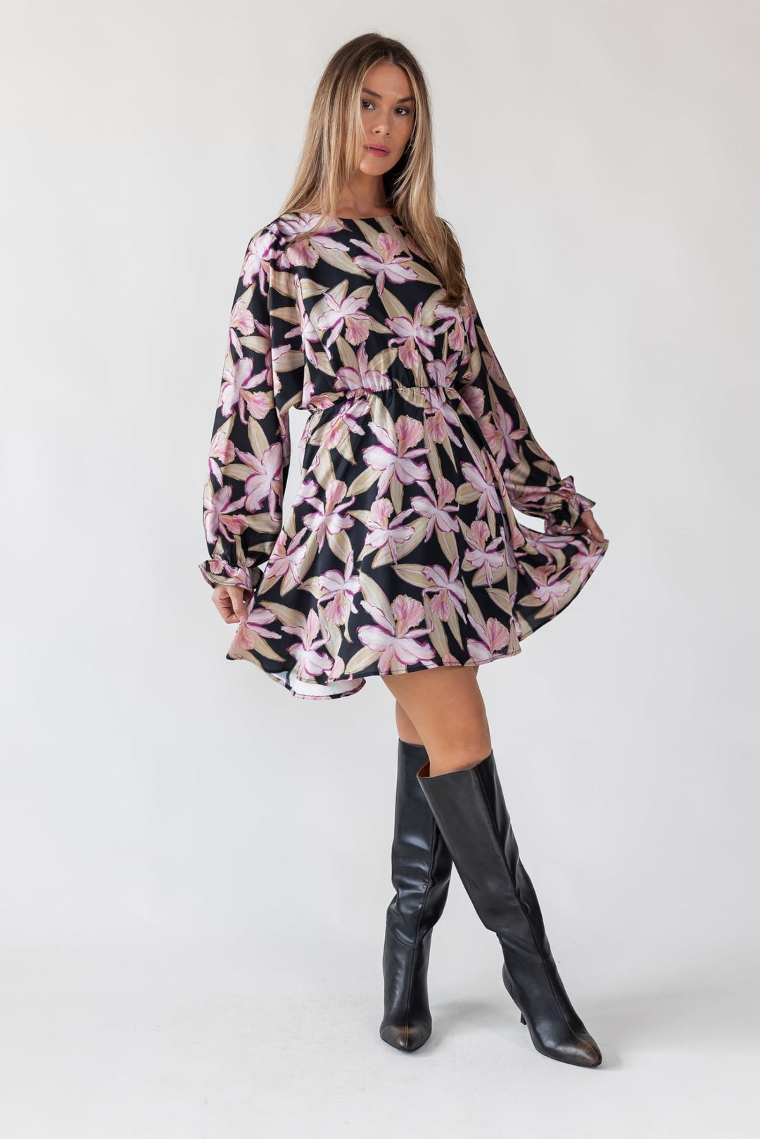 Zayla Black Floral Mini Dress - Final Sale - JO+CO