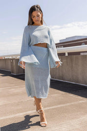 Braidy Bunch Blue Knit Top & Skirt Set - FINAL SALE - JO+CO