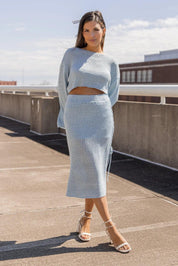 Braidy Bunch Blue Knit Top & Skirt Set - FINAL SALE - JO+CO