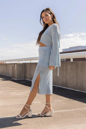 Braidy Bunch Blue Knit Top & Skirt Set - FINAL SALE - JO+CO