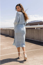 Braidy Bunch Blue Knit Top & Skirt Set - FINAL SALE - JO+CO