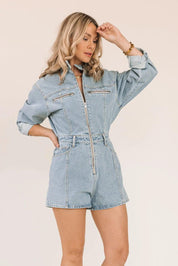 Denim Dreamland Blue Denim Romper - JO+CO