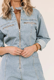 Denim Dreamland Blue Denim Romper - JO+CO