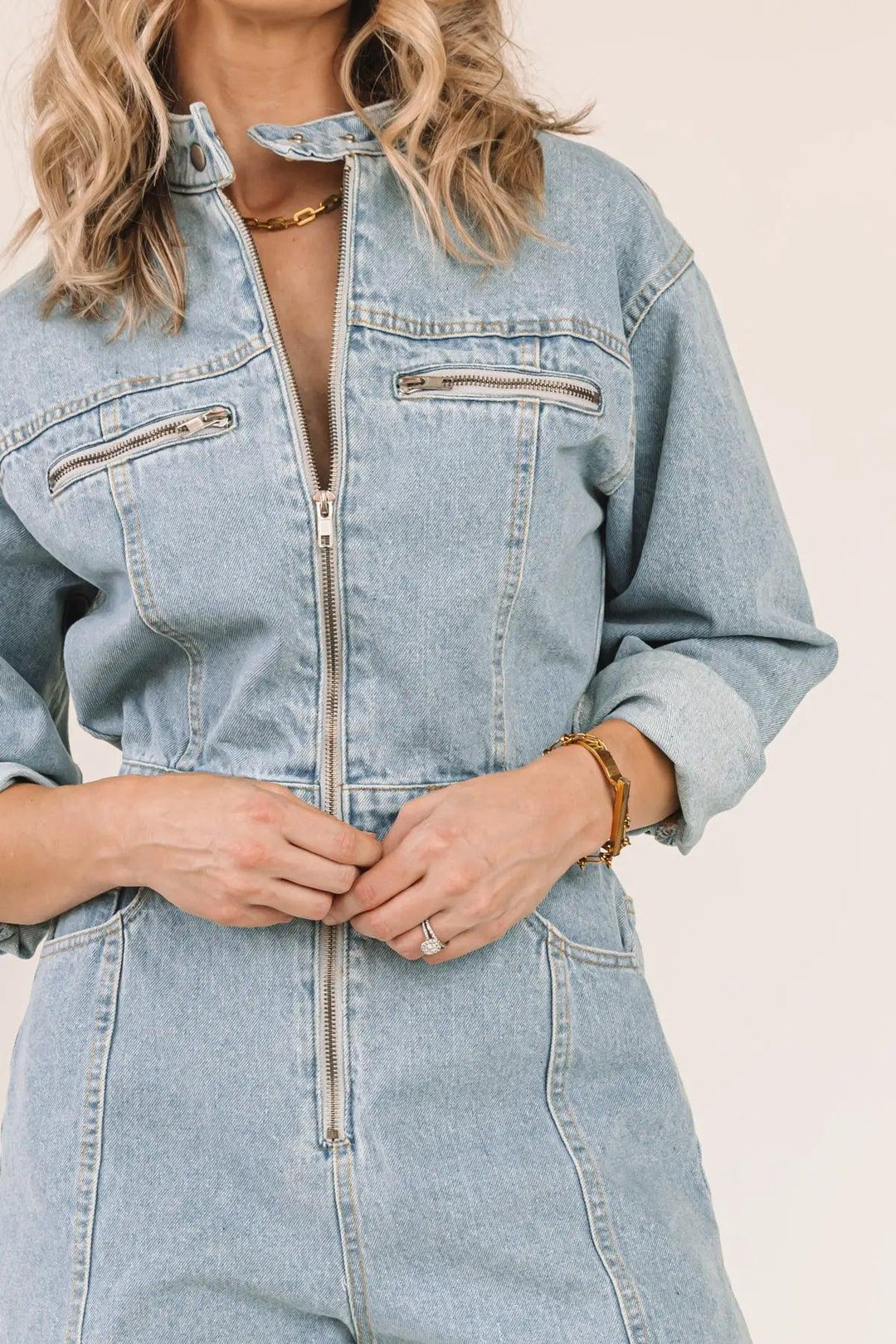 Denim Dreamland Blue Denim Romper - JO+CO