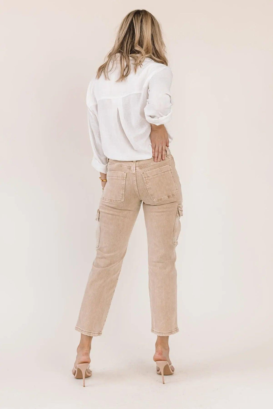 Dixie Khaki Mid-Rise Cargo Denim - JO+CO