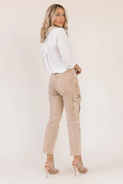 Dixie Khaki Mid-Rise Cargo Denim - JO+CO