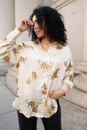 Feline Flair Button Up Top - JO+CO