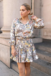 Floral Fling Cream Mini Dress - JO+CO