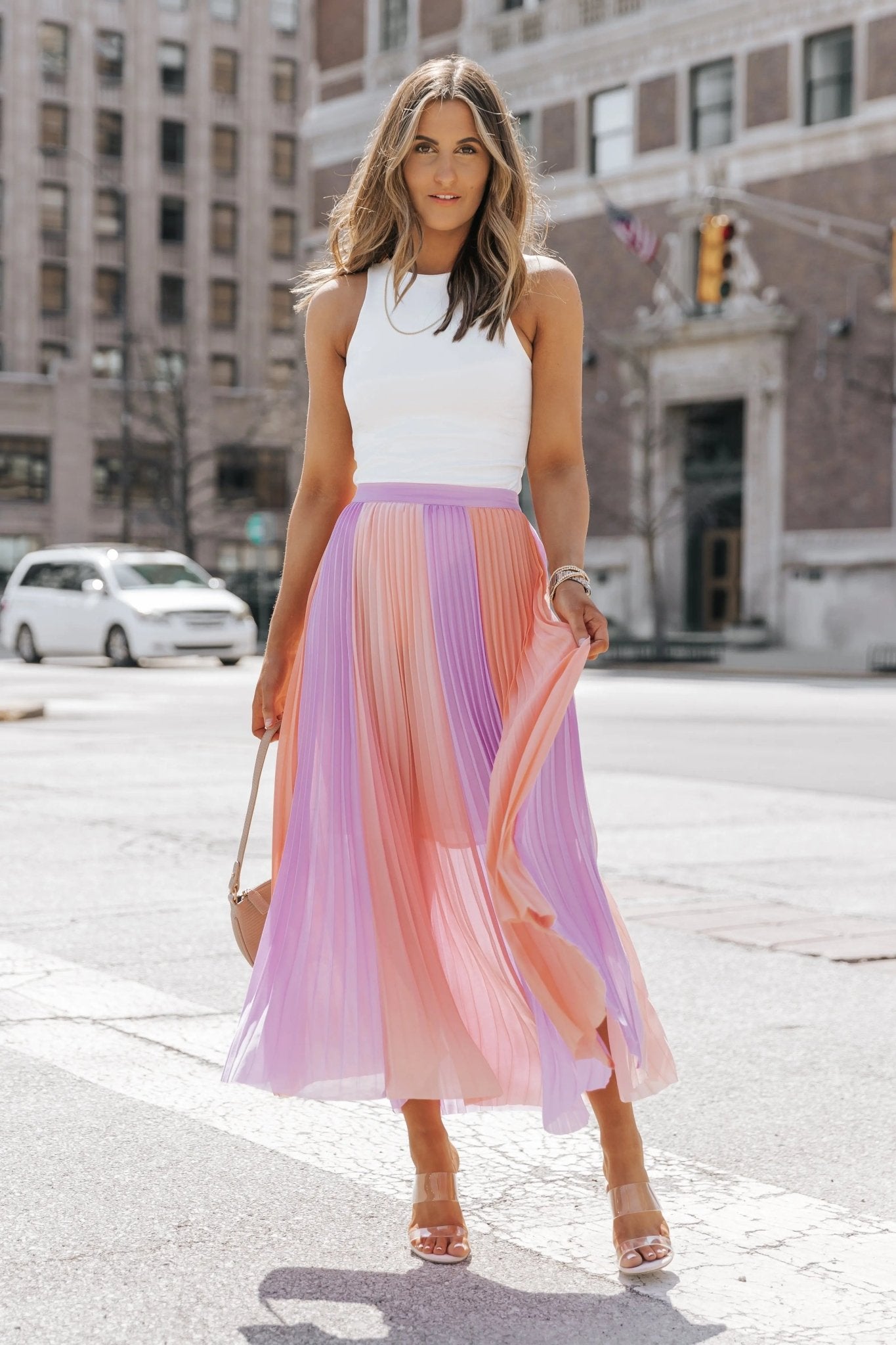 Mina Lavender Color Block Pleated Skirt - FINAL SALE - JO+CO