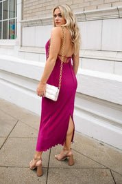 Sunset Secret Magenta Halter Midi Dress - JO+CO