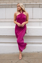 Sunset Secret Magenta Halter Midi Dress - JO+CO