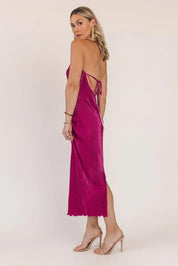 Sunset Secret Magenta Halter Midi Dress - JO+CO