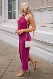 Sunset Secret Magenta Halter Midi Dress - JO+CO