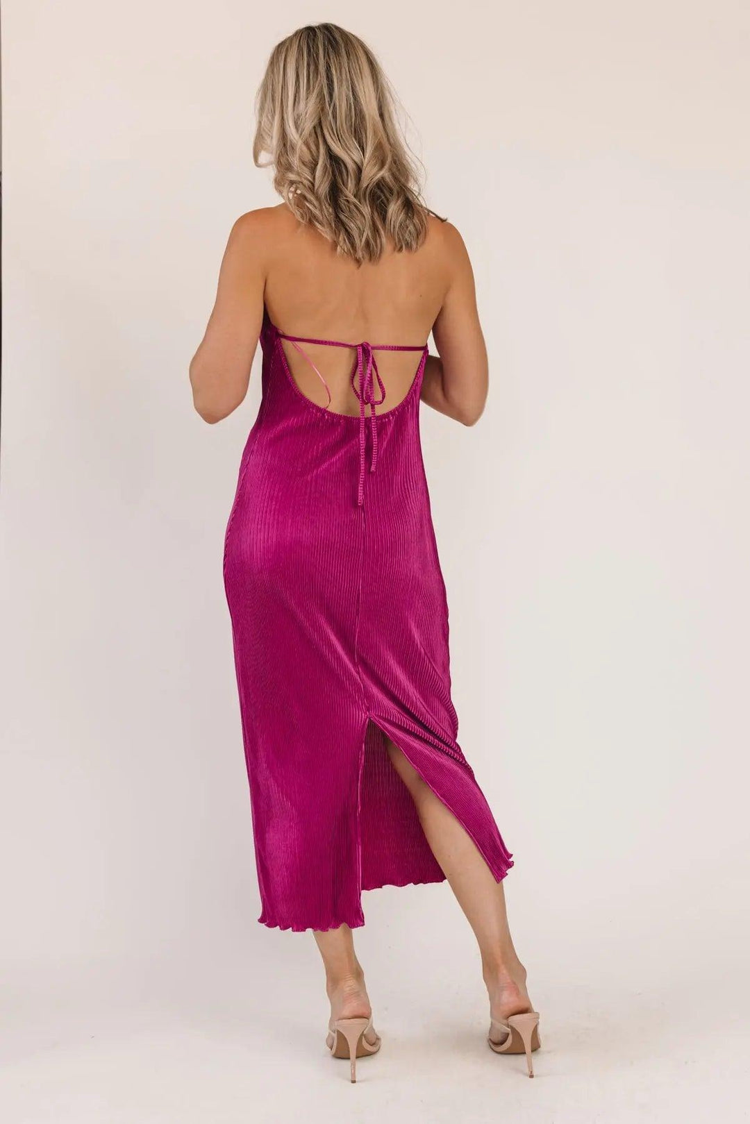 Sunset Secret Magenta Halter Midi Dress - JO+CO