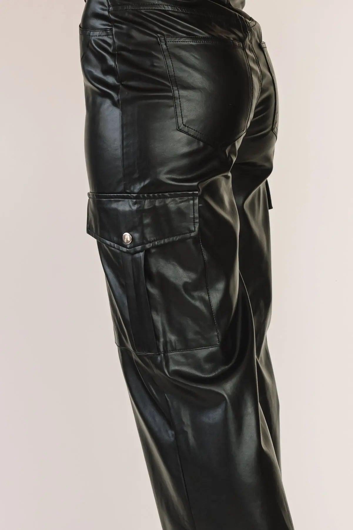 Trendy Girl Black Faux Leather Pants - JO+CO