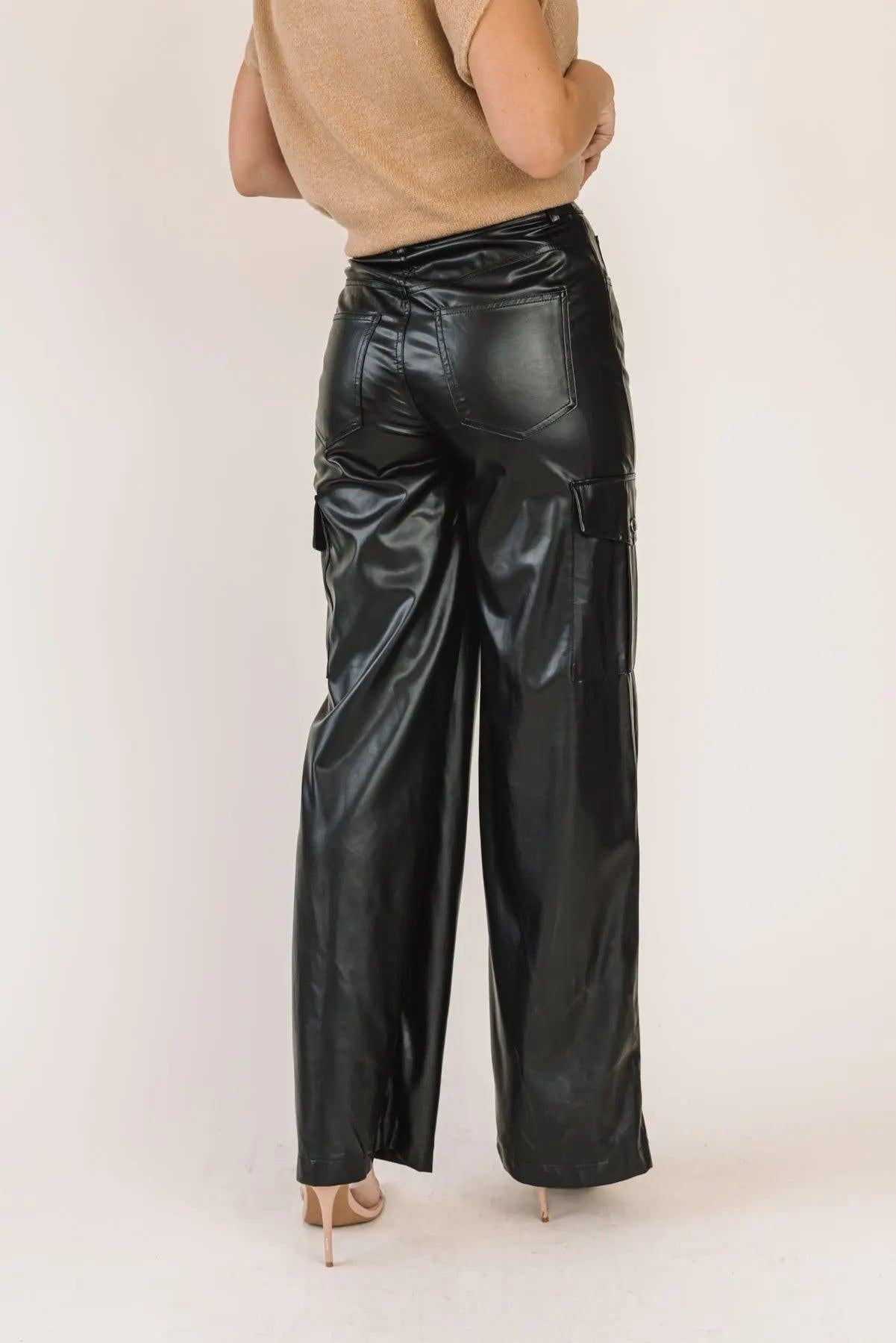 Trendy Girl Black Faux Leather Pants - JO+CO