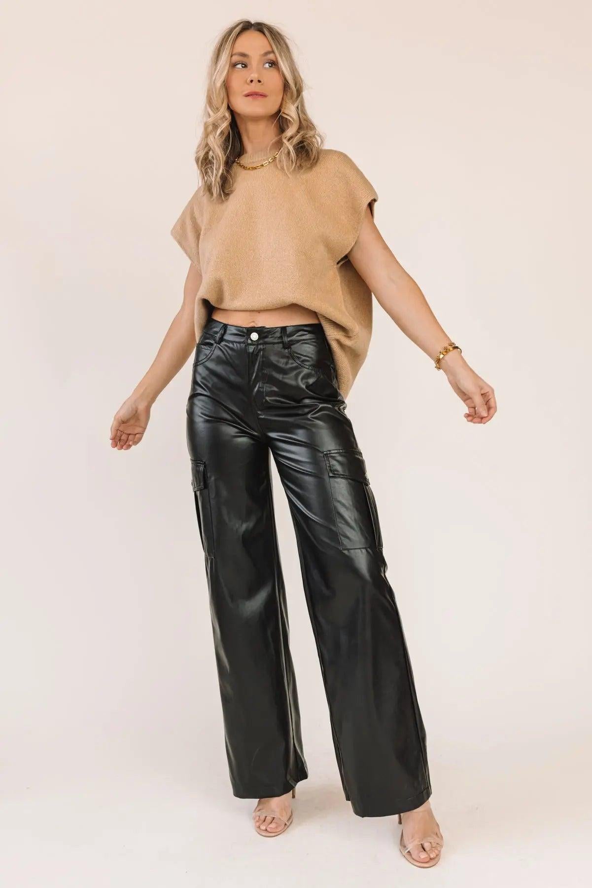 Trendy Girl Black Faux Leather Pants - JO+CO