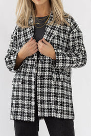 Whitney Plaid Tweed Blazer - Black/White - JO+CO