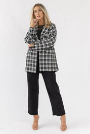 Whitney Plaid Tweed Blazer - Black/White - JO+CO